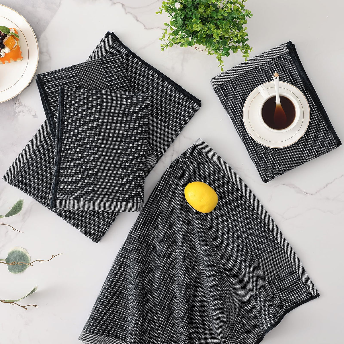 Mordimy Premium Kitchen Towels care instructions image, machine wash friendly.
