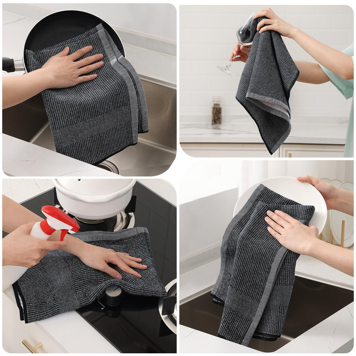 Mordimy Premium Kitchen Towels quick-dry feature helps fast cleanup