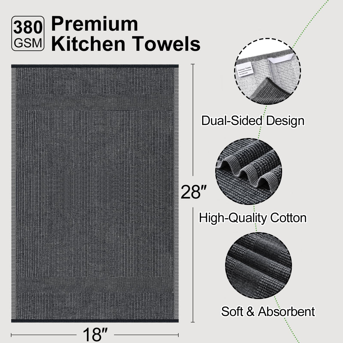 Mordimy Premium Kitchen Towels terry texture close-up highlighting superior absorbency.