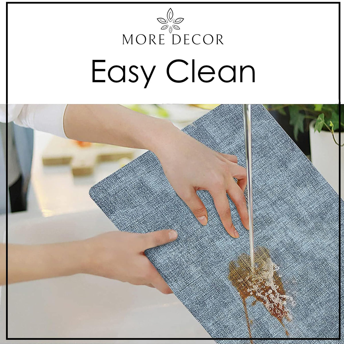 More Decor faux leather placemats blue on dining table for daily use