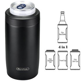 MoreFeel 4-in-1 skinny can cooler front view keeps a slim 12oz can ice-cold