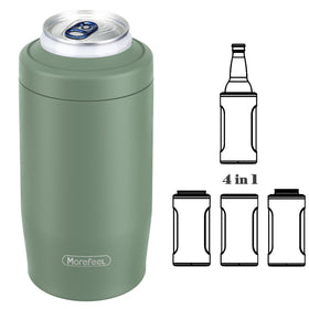 MoreFeel 4-in-1 skinny can cooler in action, versatile and compact for on-the-go cooling.