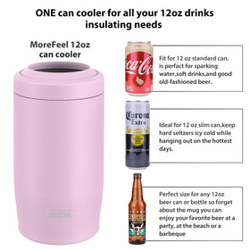 MoreFeel-compatible 12 oz cans and bottles fit without adapters.