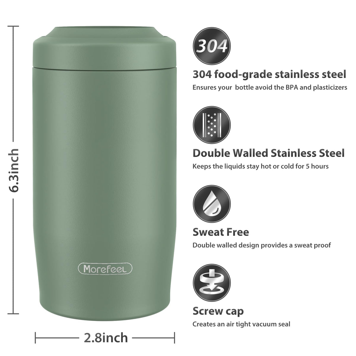 MoreFeel easy-push-remove design keeps the can secure with no screw-off needed.