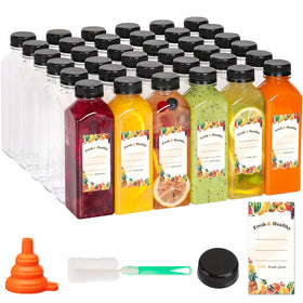 Moretoes 128pcs 16oz bottles with caps for bulk juice storage and reuse.