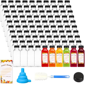 Moretoes 12oz clear juice bottle with lid for easy beverage storage.