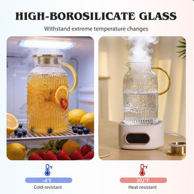 Moretoes borosilicate glass withstands hot and cold beverages.