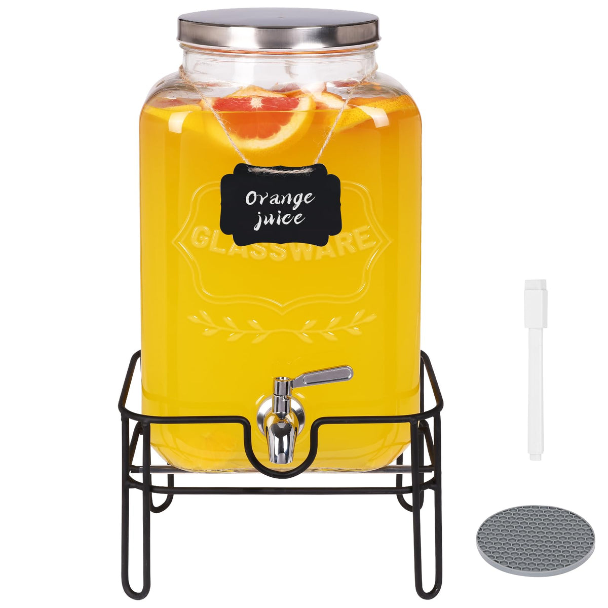 Moretoes Bululuo dispenser on a sturdy stand for effortless serving.
