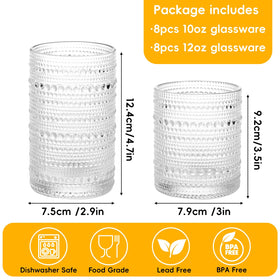Moretoes clear embossed glass close-up highlighting retro hobnail detail.