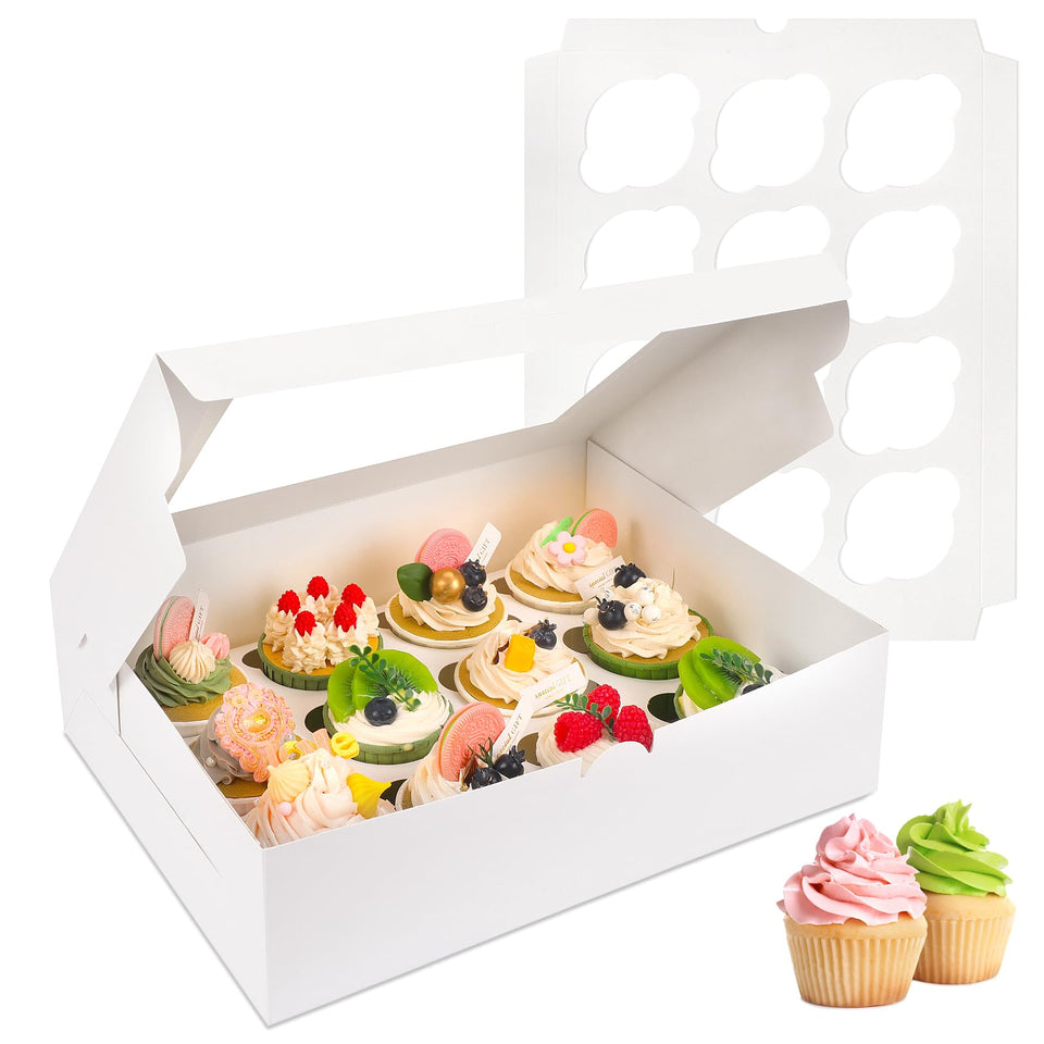 Moretoes cupcake box with clear window showing contents