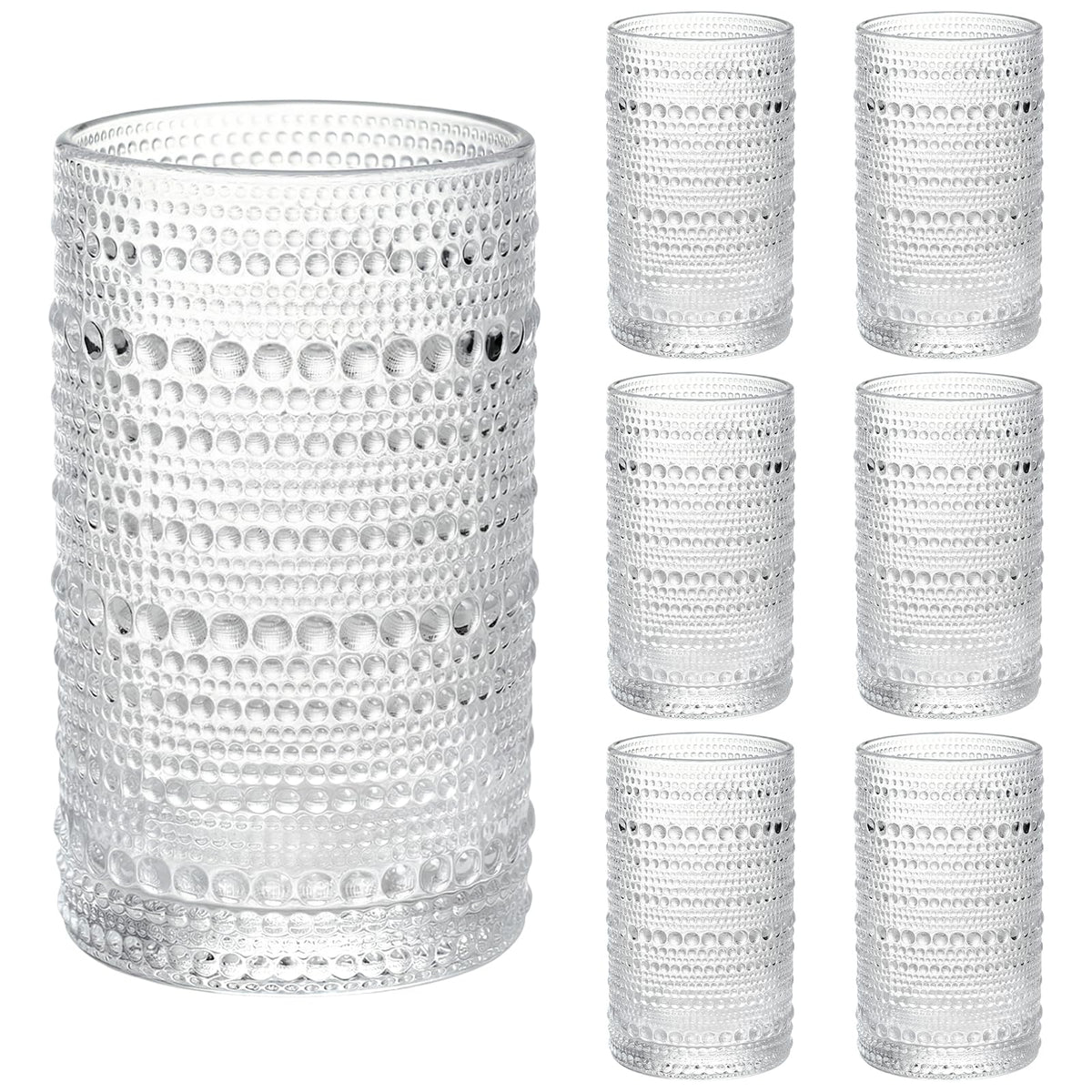 Moretoes hobnail glasses 15oz front view for versatile beverages at home.
