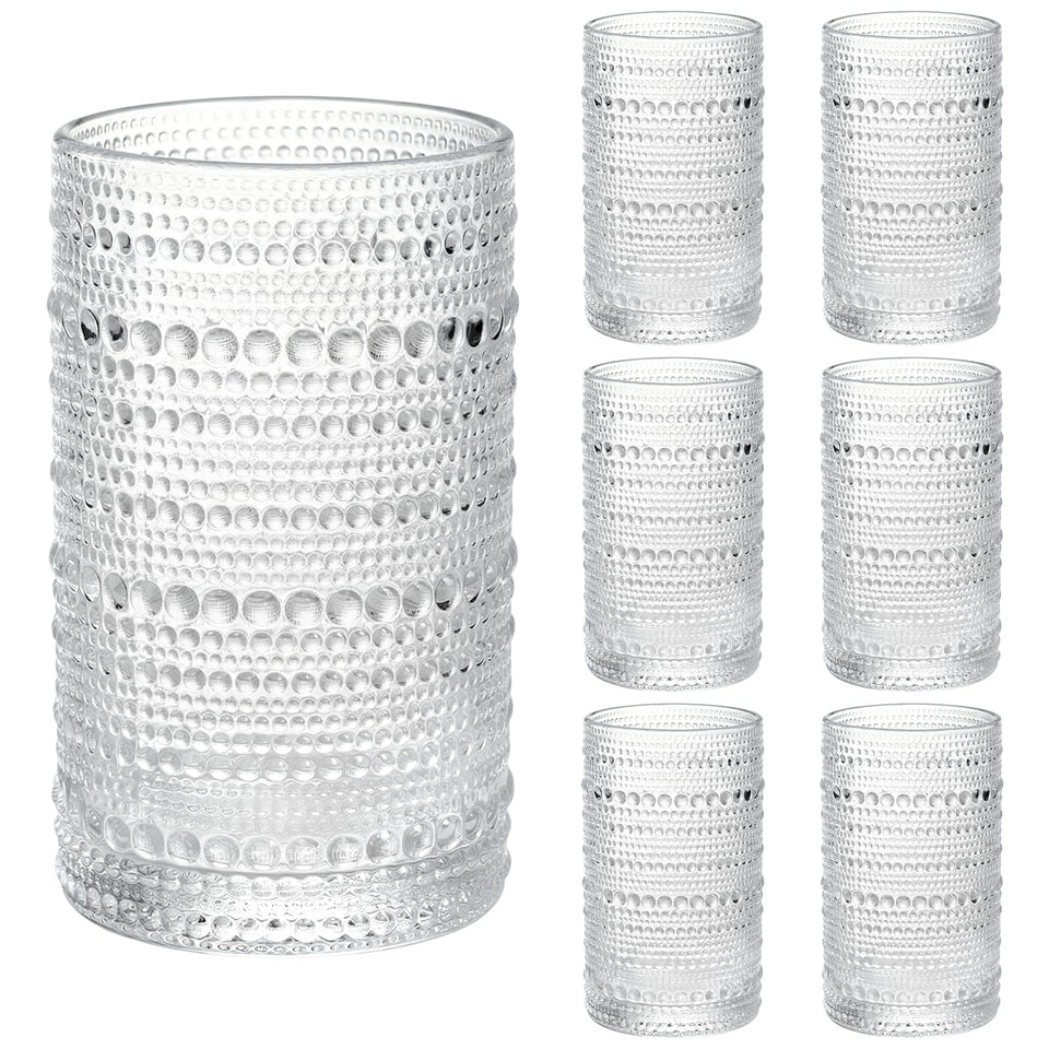 Moretoes hobnail glasses 15oz front view for versatile beverages at home.