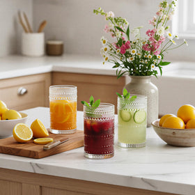 Moretoes hobnail glasses dishwasher safe and easy to clean.