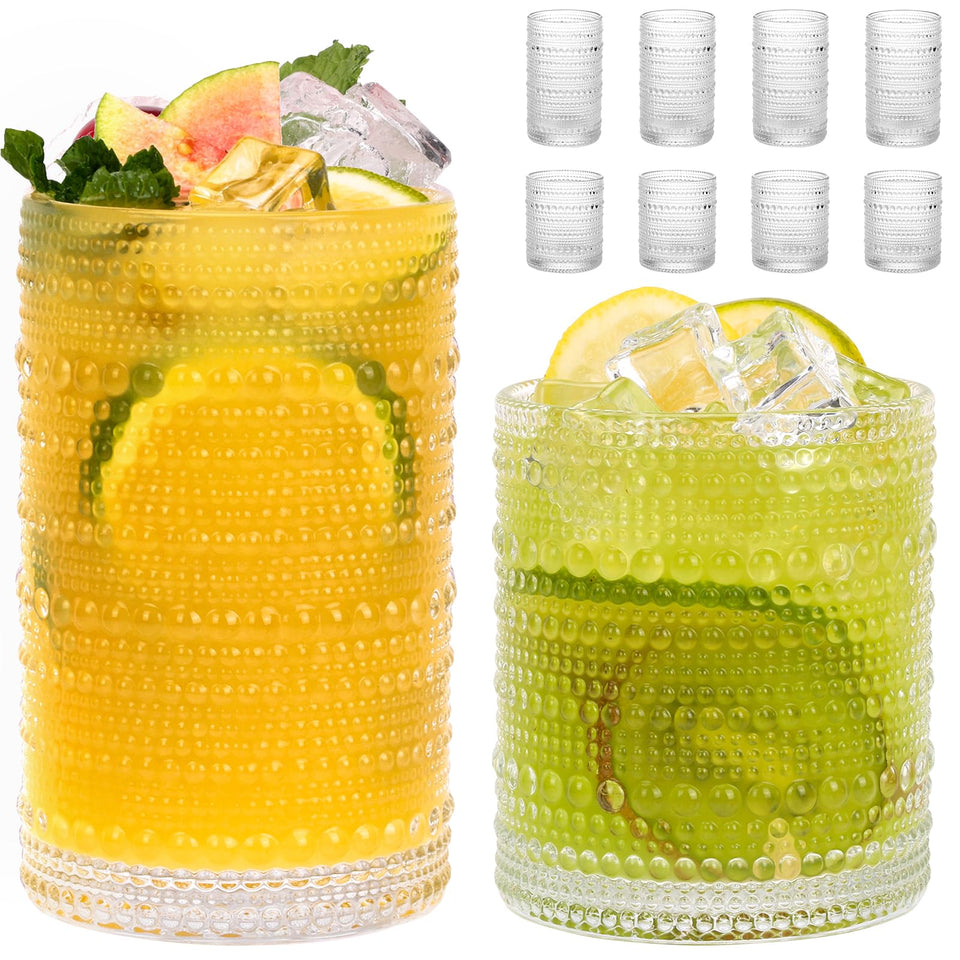 Moretoes hobnail highball 12oz glass showcasing clear design for everyday beverages