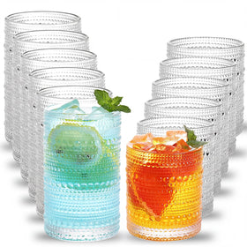 Moretoes hobnail highball 12oz glass for cocktails and refreshing drinks.