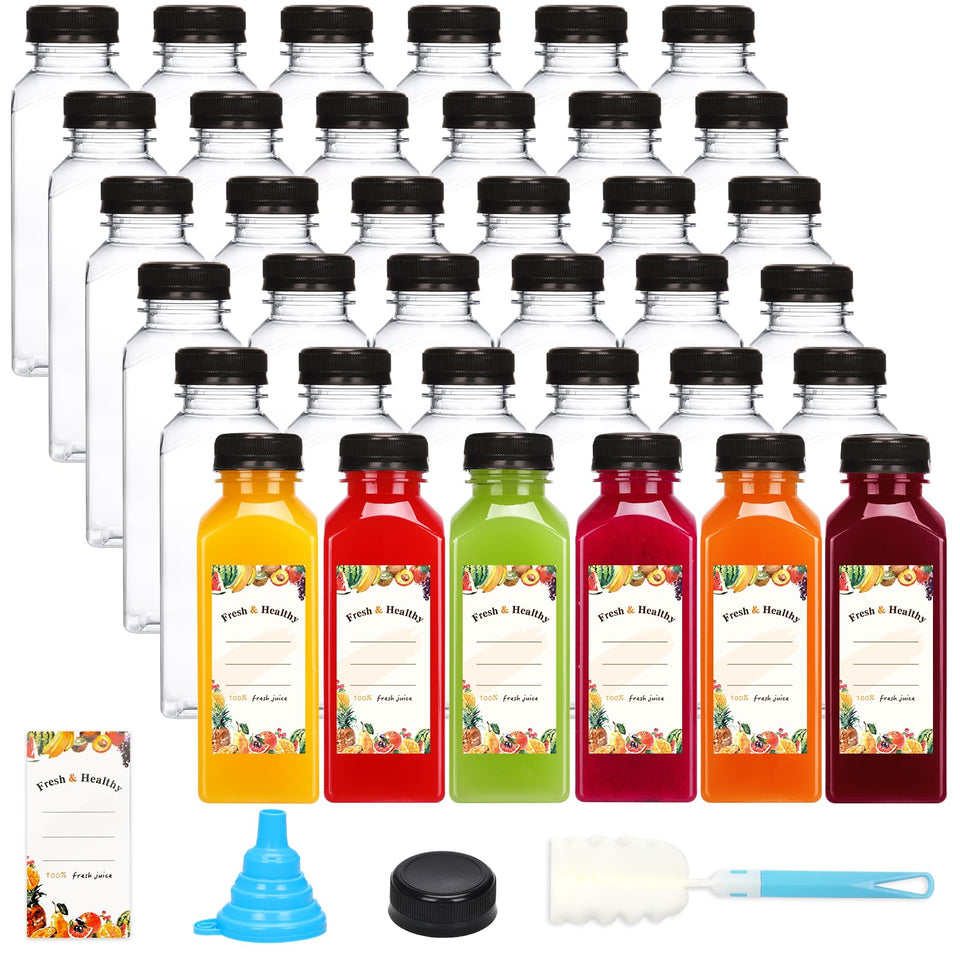 Moretoes 12oz clear juice bottle with cap for convenient on-the-go beverages