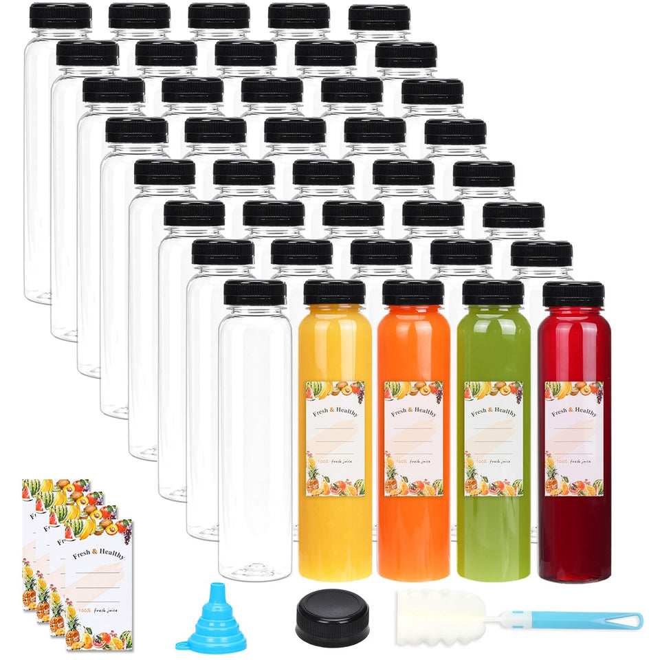 Moretoes 40-pack juice bottles for batch storage and on-the-go beverages.