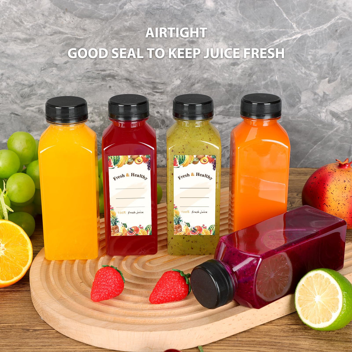Moretoes multi-functional use bottles suitable for juice, smoothies, or other beverages.