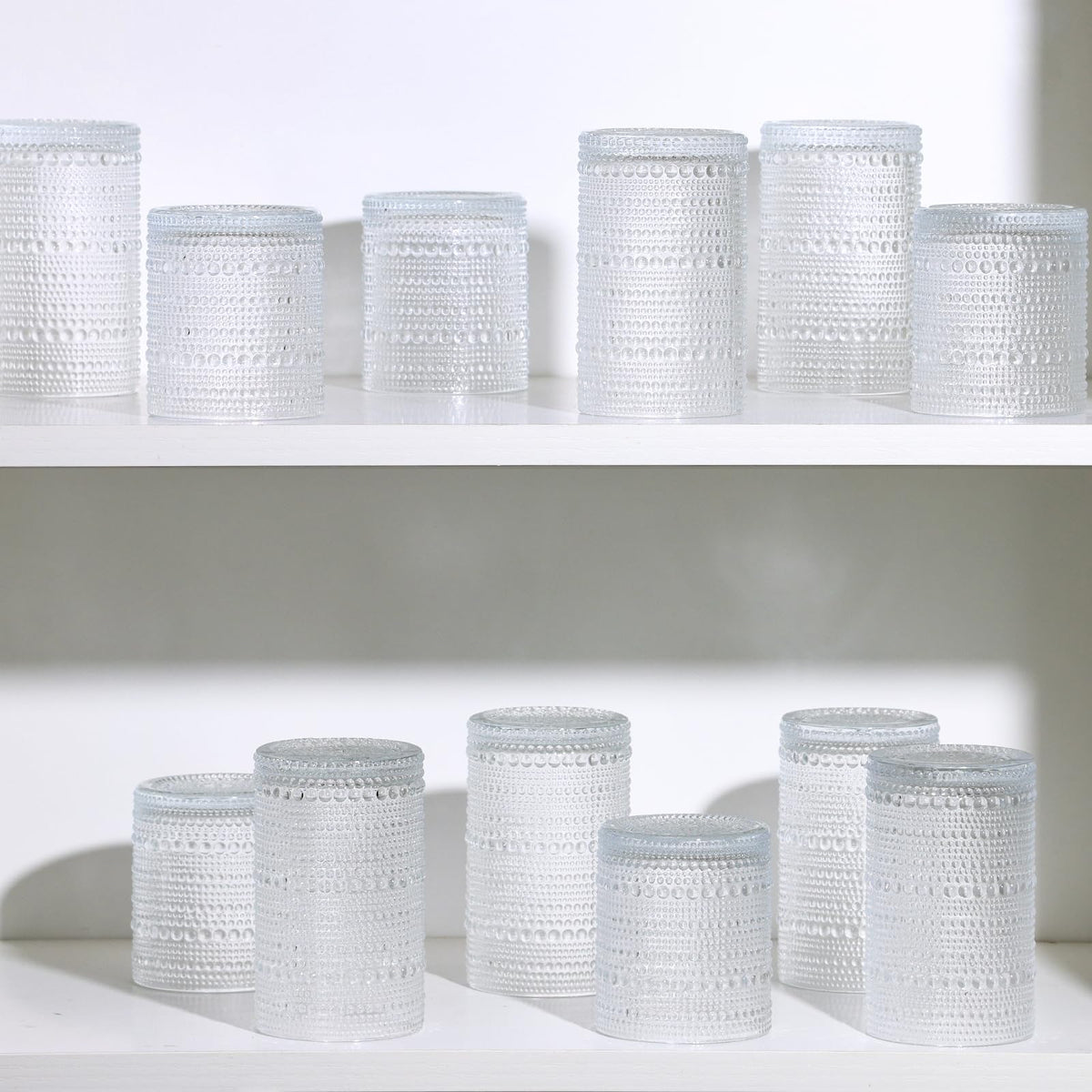 Moretoes versatile glass set suitable for whiskey, beer, juice, and milk.