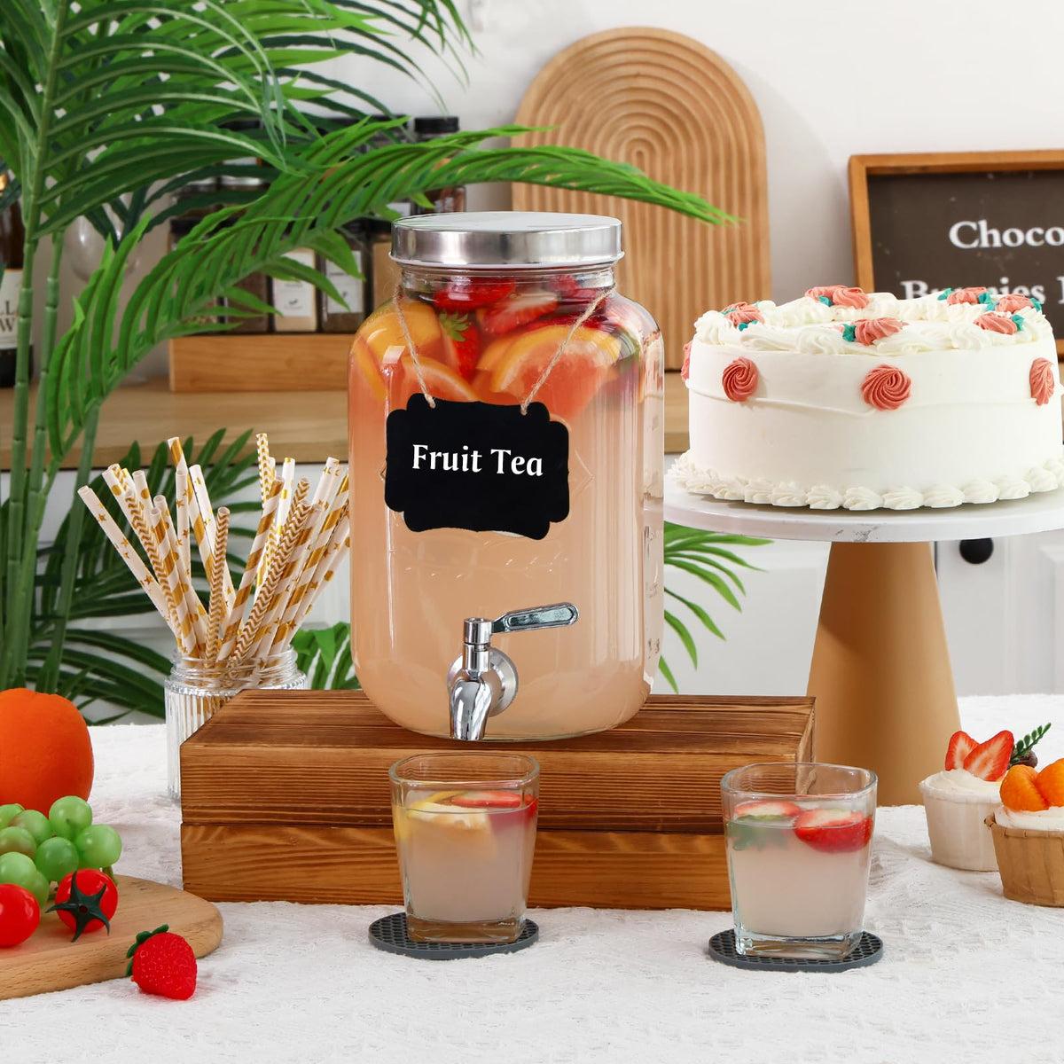 Moretoes drinks dispenser ready for picnic or BBQ events.