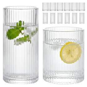Moretoes ribbed highball glass 12oz ideal for cocktails and cold drinks