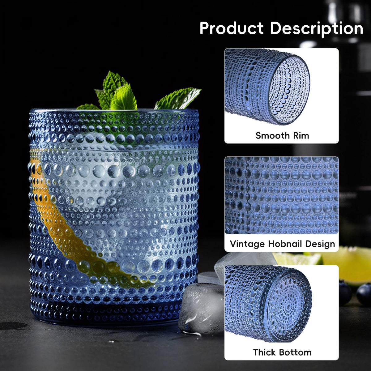 Moretoes table setup showcases elegant blue glasses for entertaining guests.