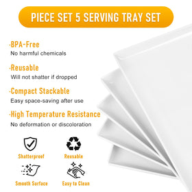 Moretoes unbreakable melamine trays provide durable daily serving.