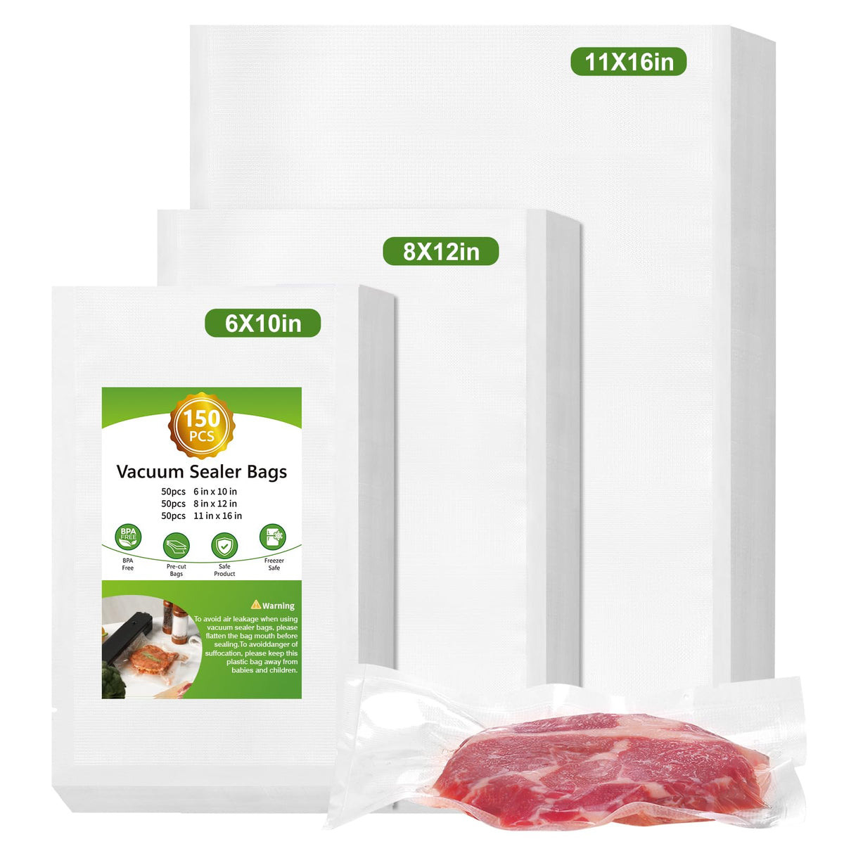Moretoes vacuum bags 11x16 precut pack for bulk meals and easy sealing