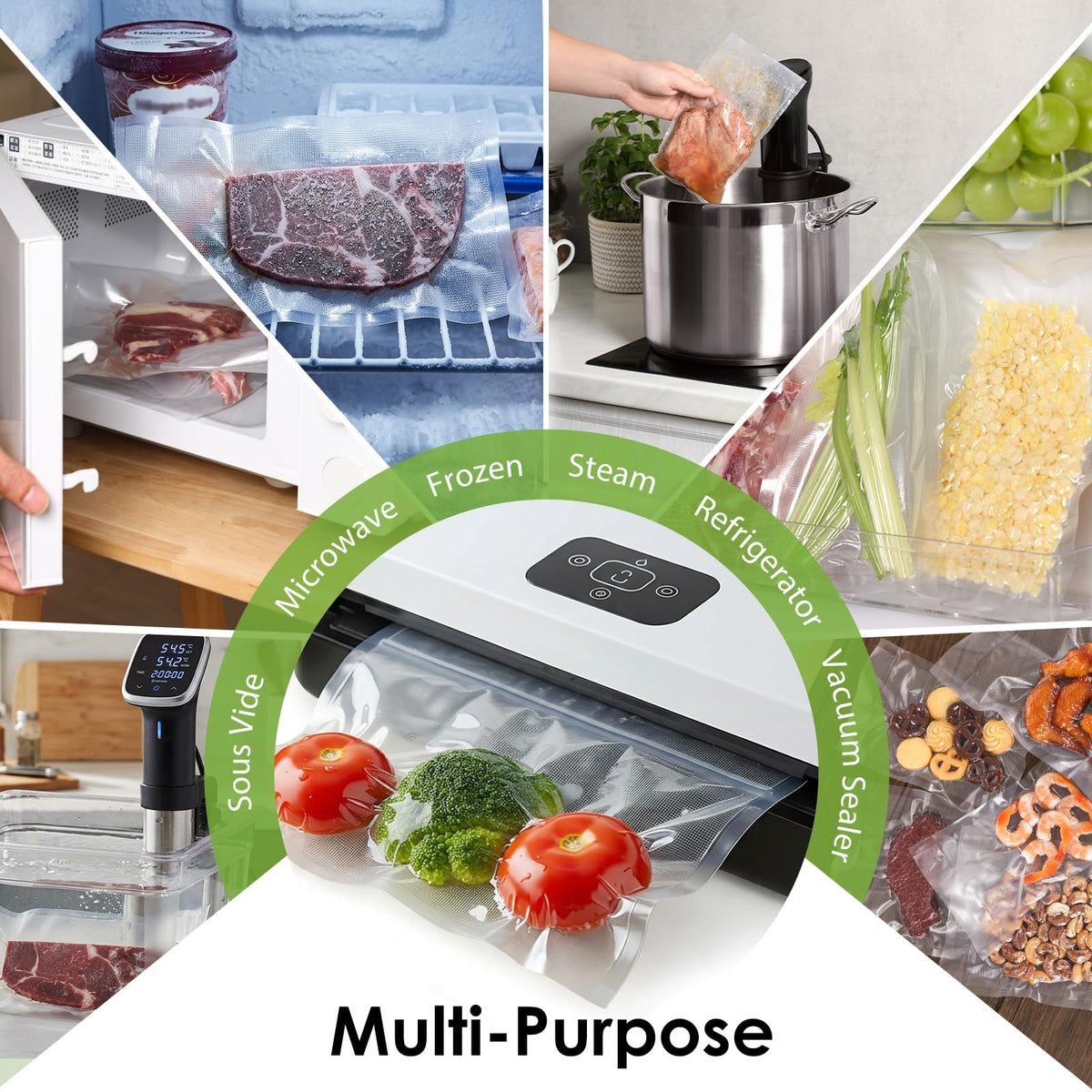 Moretoes vacuum bags ideal for meal prep and bulk storage