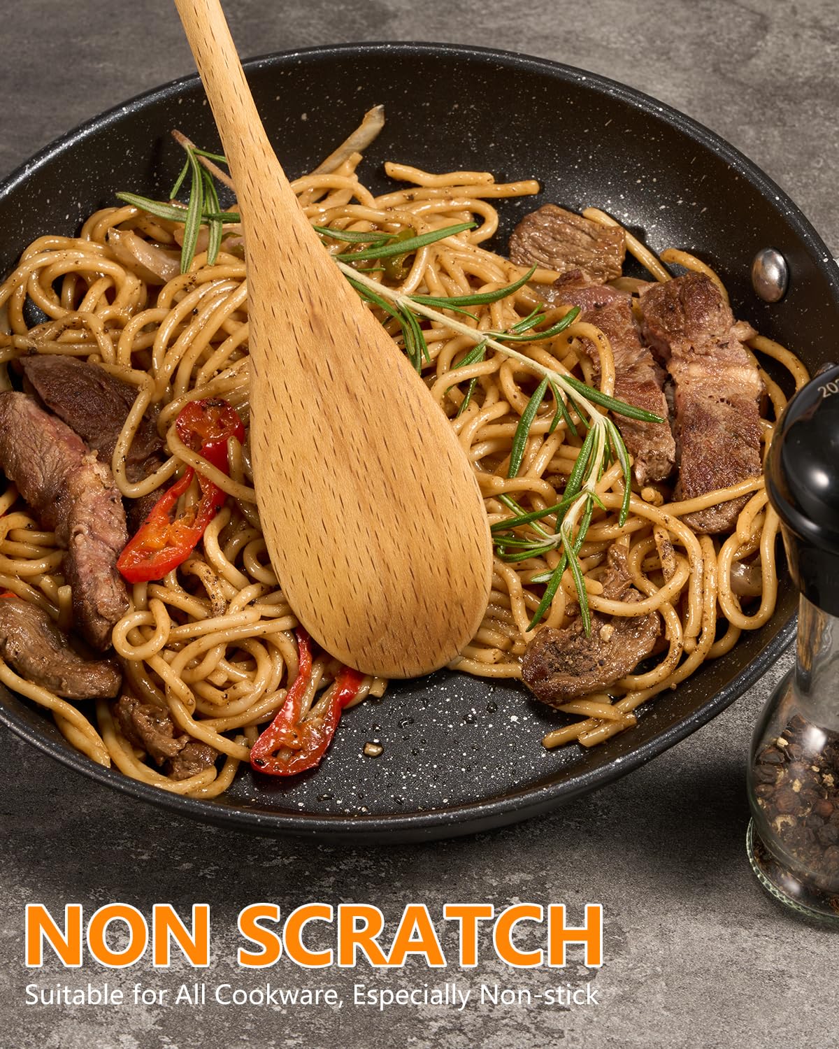 MORGLES sturdy wooden spoon suitable for nonstick cookware