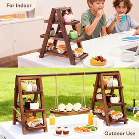 MORITECK wedding dessert table centerpiece with rustic pine finish.