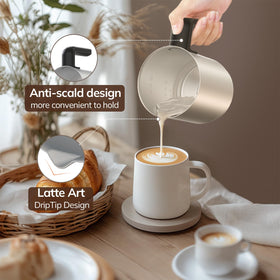 Morpilot hot chocolate in cup produced by frother