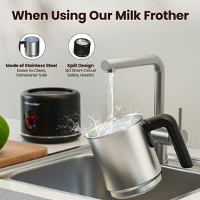 Morpilot warm milk in cup setting for easy sipping