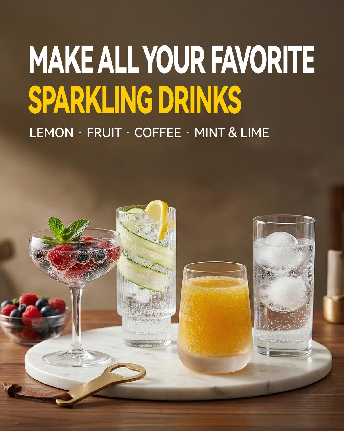 Mosa keeps home carbonation ready for refreshed drinks.