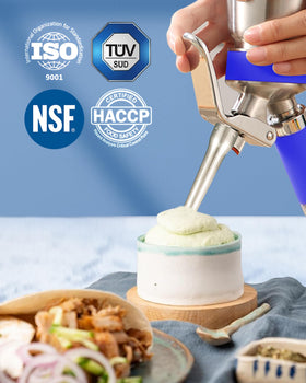 Supports 8g N2O, 2g nitro, and 8g CO2 chargers for various drinks
