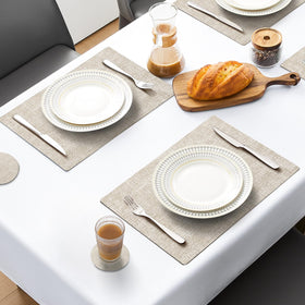 MOSAYT heat-resistant placemats beige withstand hot dishes on any table.