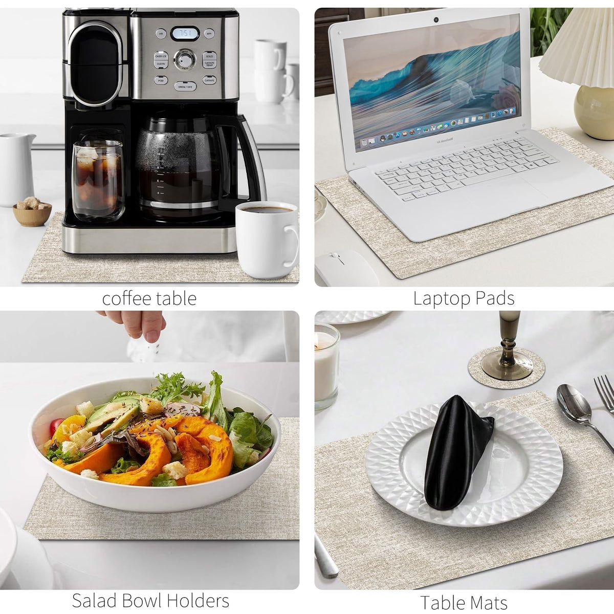 MOSAYT placemats with coasters beige protect surfaces during entertaining.