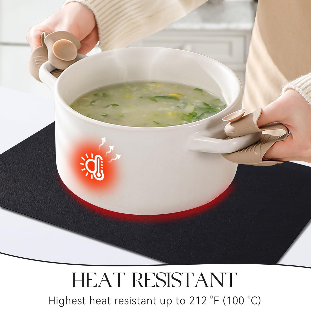 MOSAYT 17-inch placemats resist heat to protect tabletops.