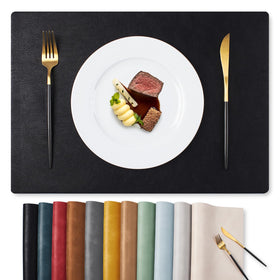 MOSAYT vinyl placemats reveal textured faux leather for stylish protection.