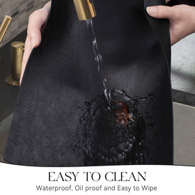 MOSAYT faux leather placemats wipe clean with a damp cloth.