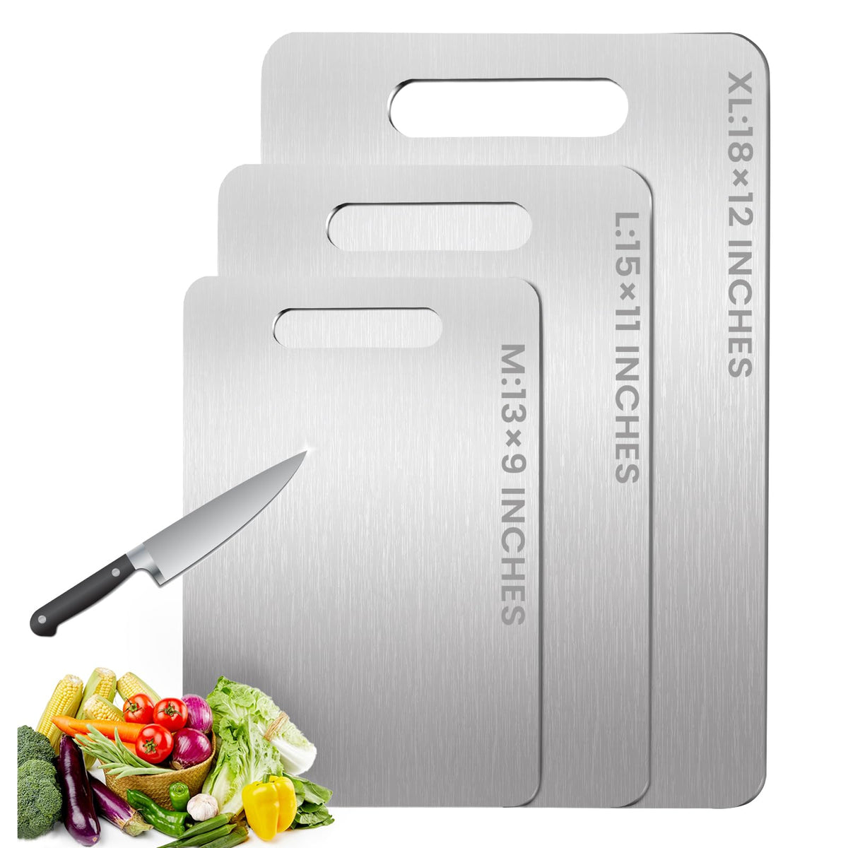 MOSDOOK titanium cutting board 15x11 front view offers durable, knife-friendly surface for produce.