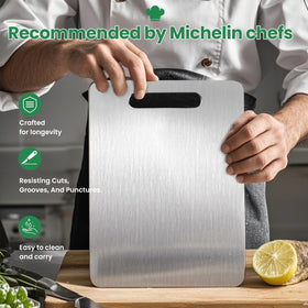 MOSDOOK large 15x11 inch board suited for meats, fruits, and vegetables.