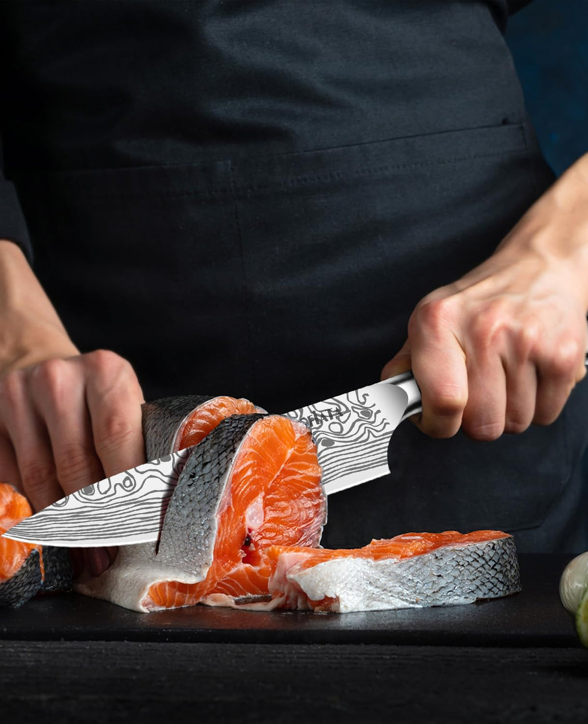 MOSFiATA 8in chef knife anti-corrosion blade for longer-lasting functionality.