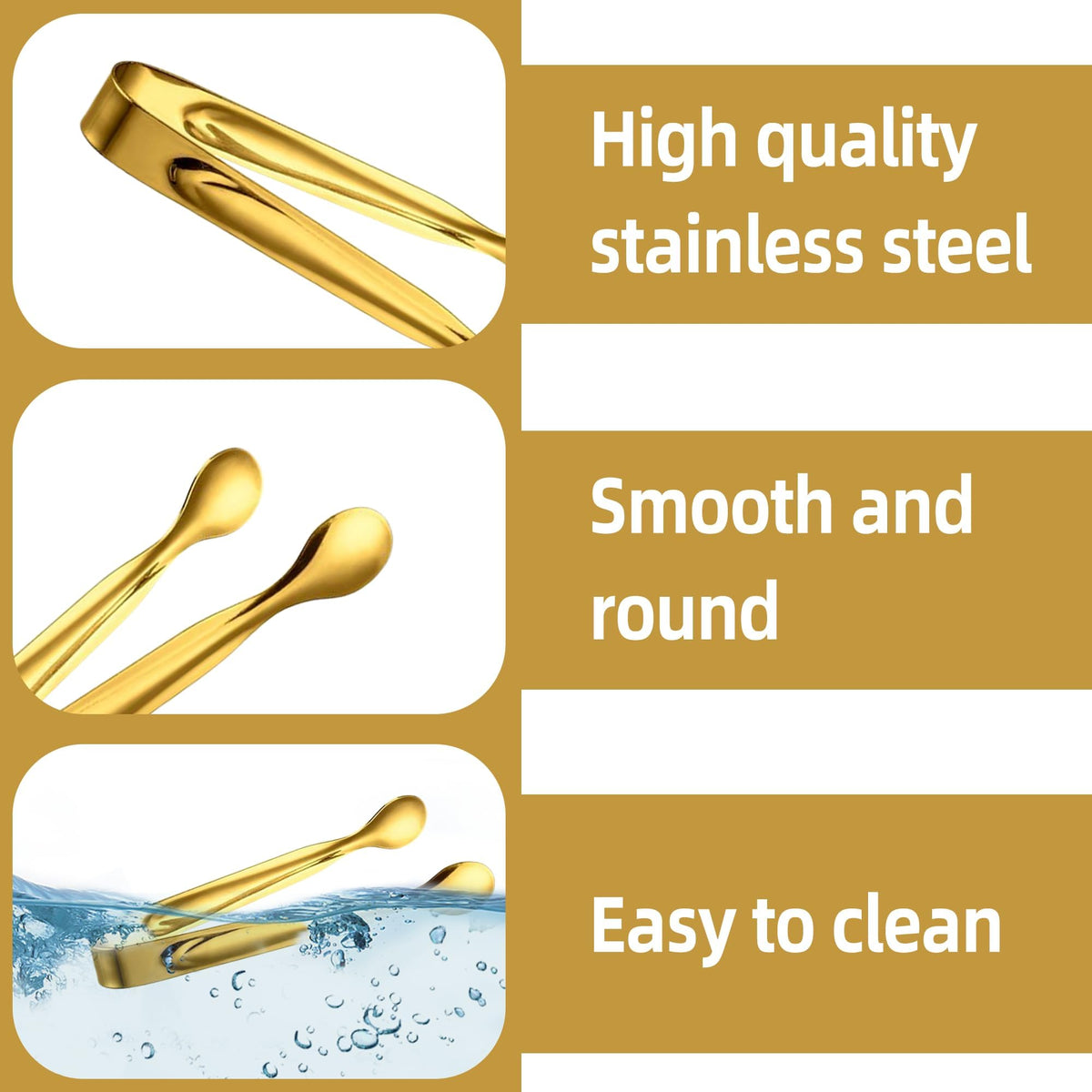 MOSIOBERDAVIAN appetizer tongs in gold for effortless buffet plating