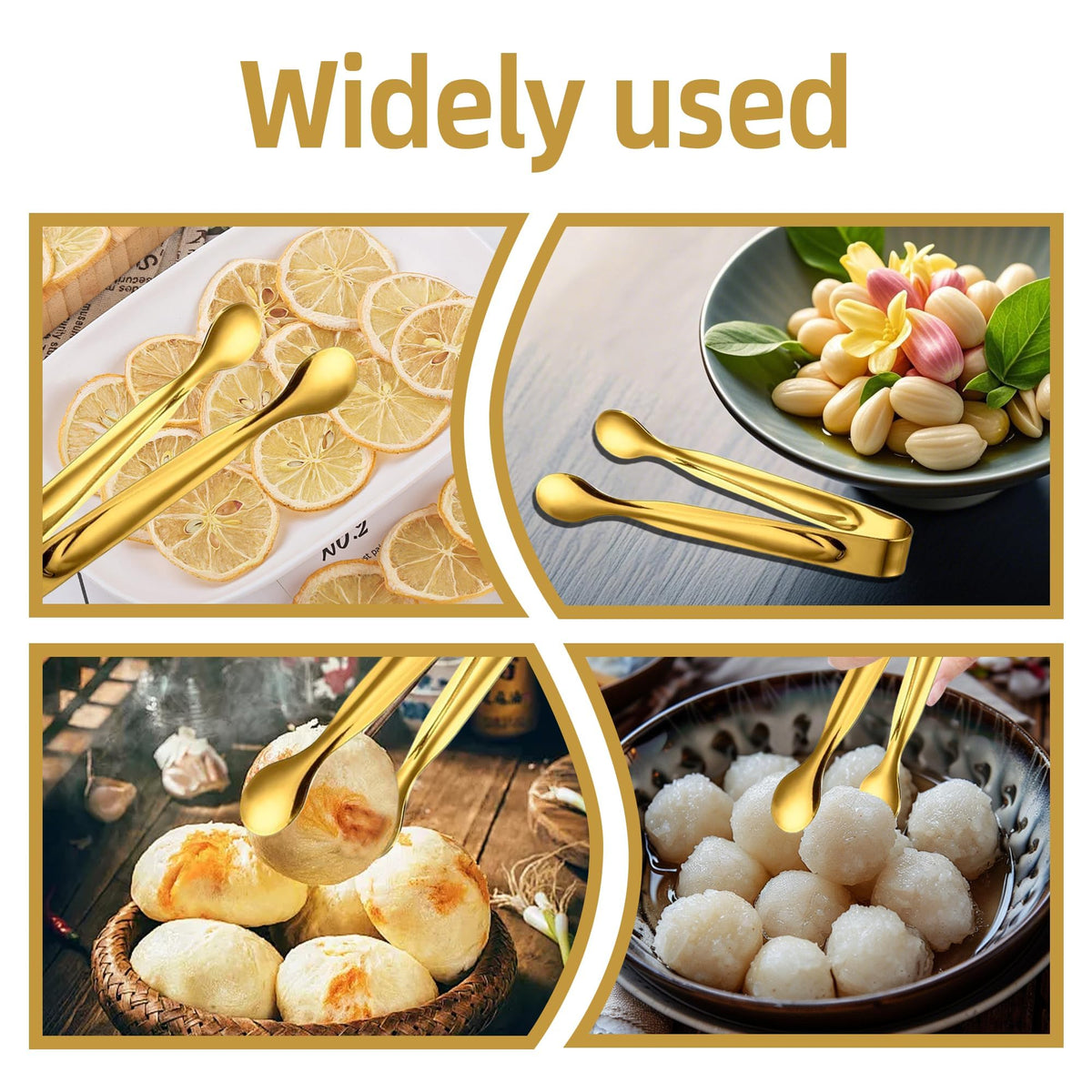 MOSIOBERDAVIAN dessert tongs in gold for bite-sized treats