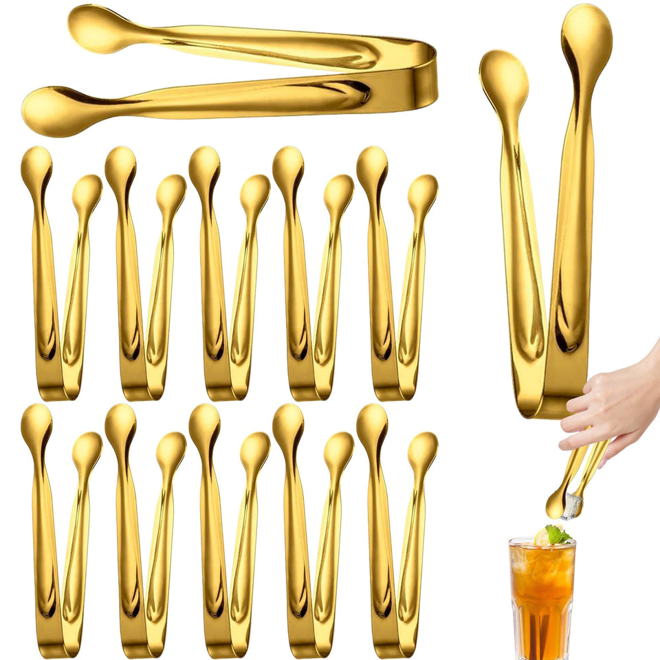 MOSIOBERDAVIAN mini gold tongs for precise sugar servings at tea parties