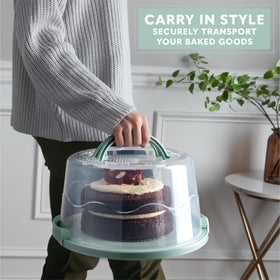 MosJos 13x13x7 green cake carrier ready for large gatherings.