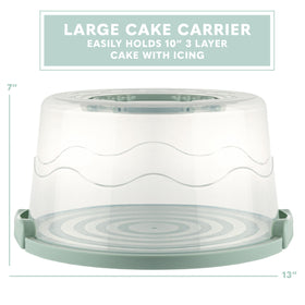 MosJos cake container with clear dome showcases desserts during travel.