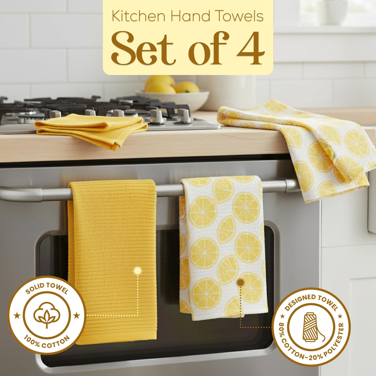 MosJos citrus pattern towel with mini-weave texture adds cheerful design and practical drying power
