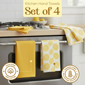 MosJos citrus pattern towel with mini-weave texture adds cheerful design and practical drying power